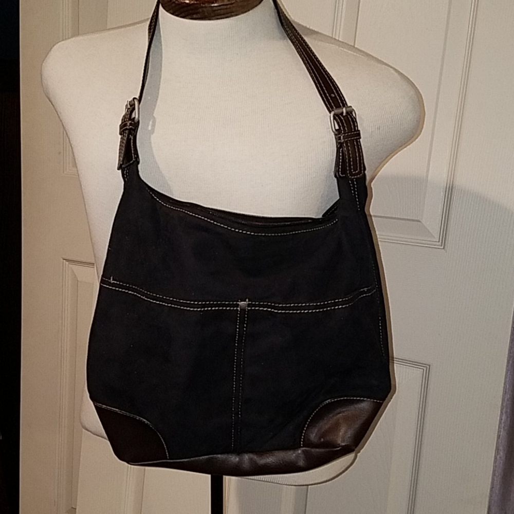 Tommy Hilfiger black hobo shoulder bag red lining